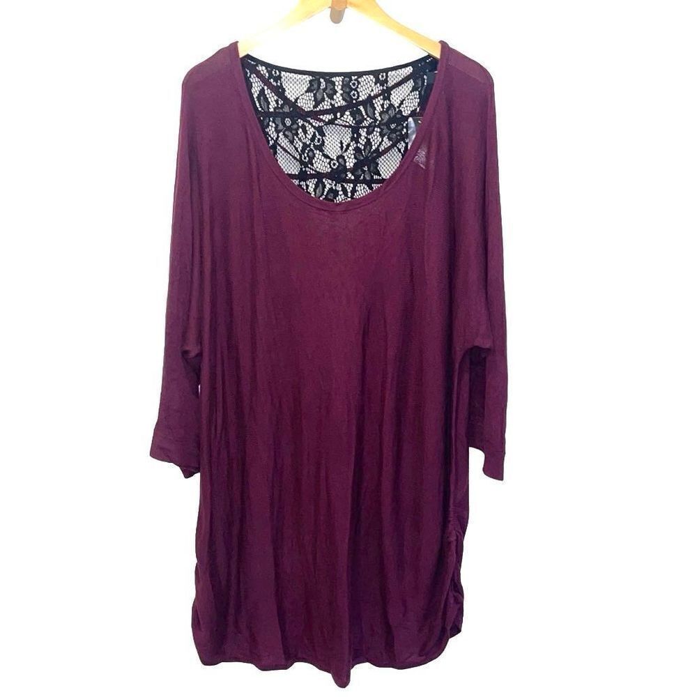 Torrid Womens Quarter Sleeve Strappy Lace Back Pullover Sweater Purple Sz 5 NWT